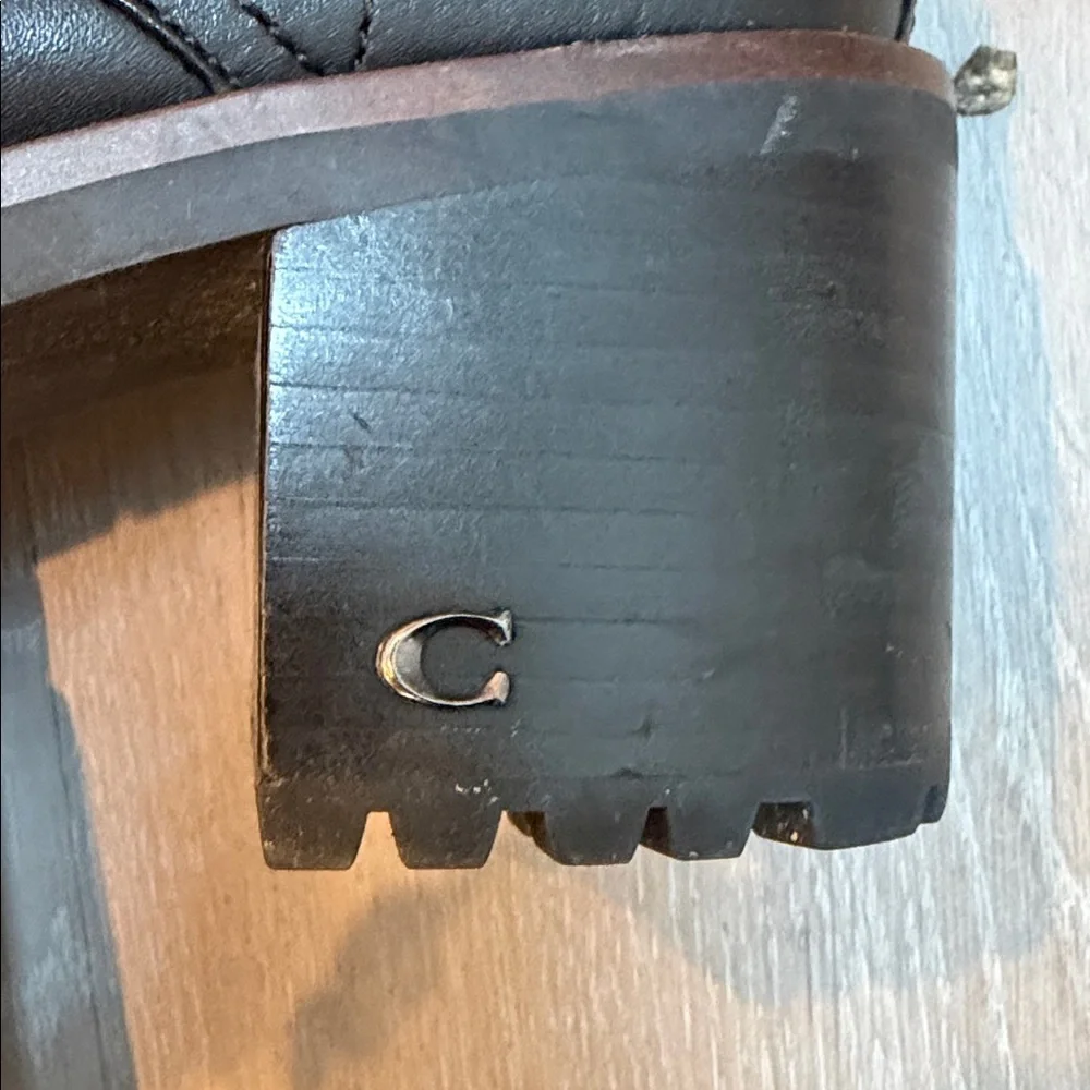 Coach Black Lace-Up Leather Boots GUC , sz 8.5 - Picture 3 of 11